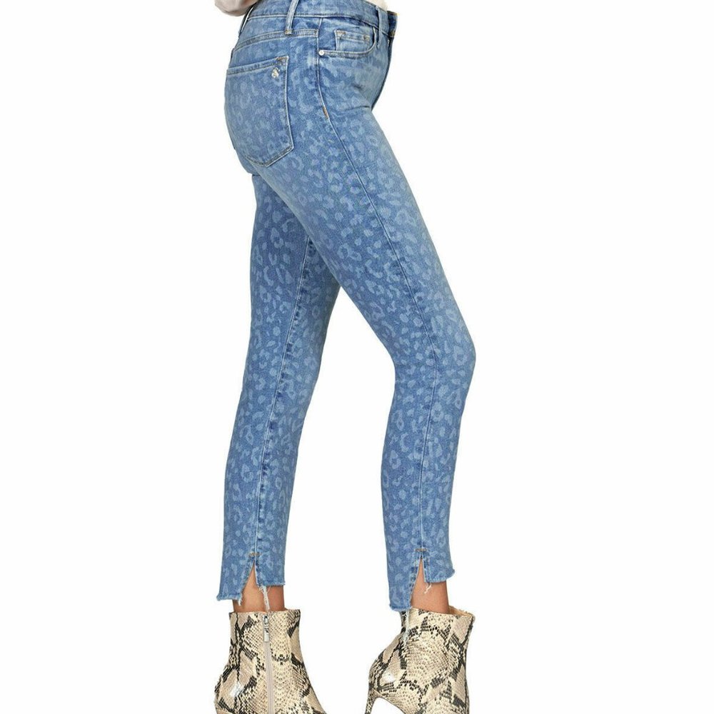 BLACK ORCHID Miranda High Rise Skinny JEANS 29 Step Hem Leopard Blue Denim NEW - Picture 6 of 10